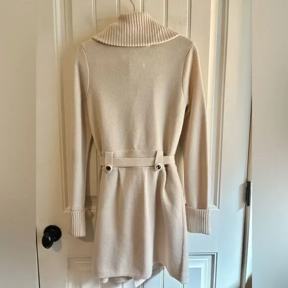 Rebecca Taylor Cream Double-Breasted front tie Cardigan Wool Blend button front - Picture 12 of 15